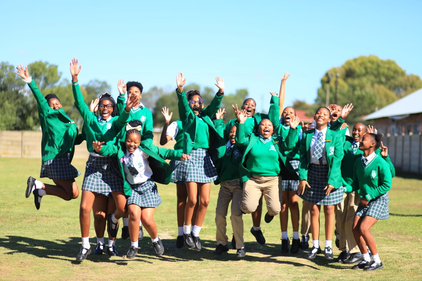 Greenhaven students celebrating with joy